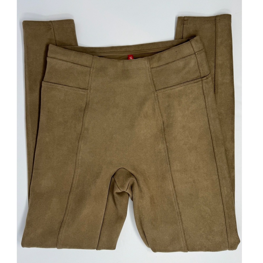 Spanx Faux Suede Leggings Camel Brown High Rise Seamed XS Petite 20270R
